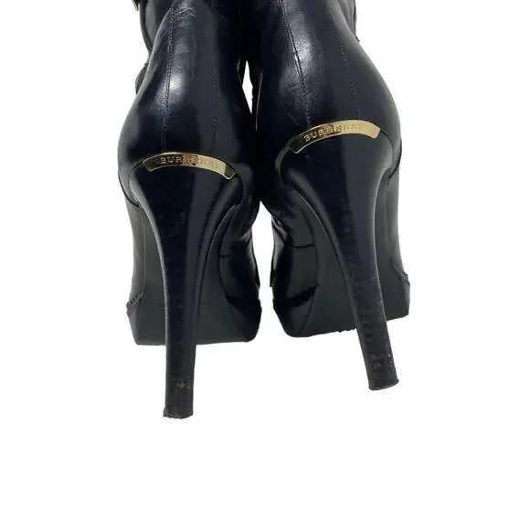 BURBERRY Brogue Leather Laser Cut Lace Up Stiletto Boots Size 40 or US 10 - Picture 8 of 13